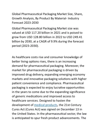 Global Pharmaceutical Packaging Market Size