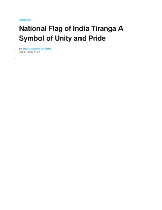 National Flag of India Tiranga A Symbol of Unity and Pride