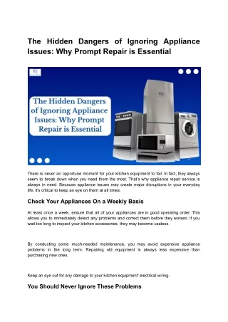 The Hidden Dangers of Ignoring Appliance Issues_ Why Prompt Repair is Essential