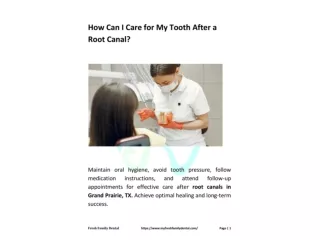 How can I care for my tooth after a root canal?