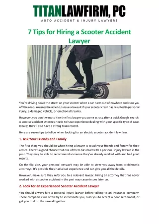 7 Tips for Hiring a Scooter Accident Lawyer