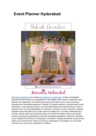 Event Planner Hyderabad  _ Memories Unlimited