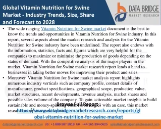 Vitamin Nutrition for Swine - Agricultural & Animal feed