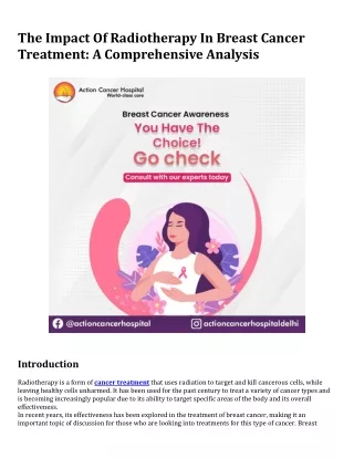 The Impact Of Radiotherapy In Breast Cancer Treatment A Comprehensive Analysis