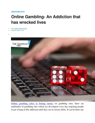 Online Gambling- An Addiction that has wrecked lives