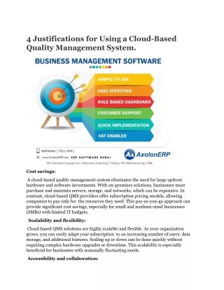 4 Justifications for Using a Cloud-Based Quality Management System.