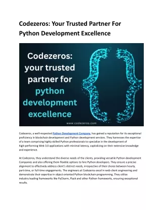 Codezeros Your Trusted Partner For Python Development Excellence