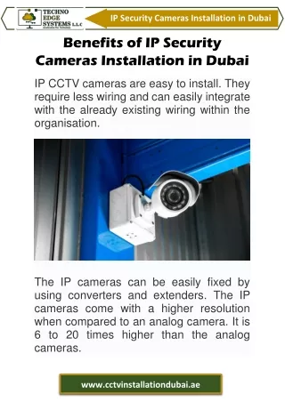 Benefits of IP Security Cameras Installation in Dubai