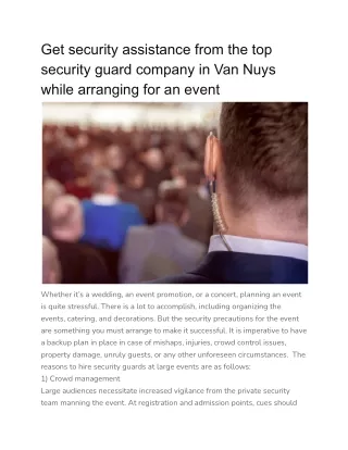 Get security assistance from the top security guard company in Van Nuys while arranging for an event