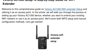 Victony AC1200 Setup_ A Step-by-Step Guide for WiFi Extender