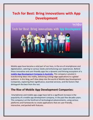 Bring innovations with App Development