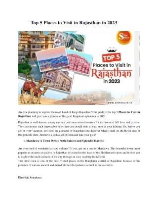 TOP 5 Places To Visit In Rajasthan in 2023|Sikh Tours