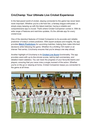 _Cricket Companion_ Your Ultimate Live Cricket Experience