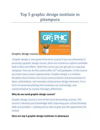 Top 5 graphic design institute in pitampura