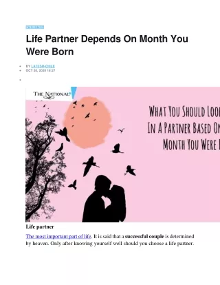 Life Partner Depends On Month You Were Born