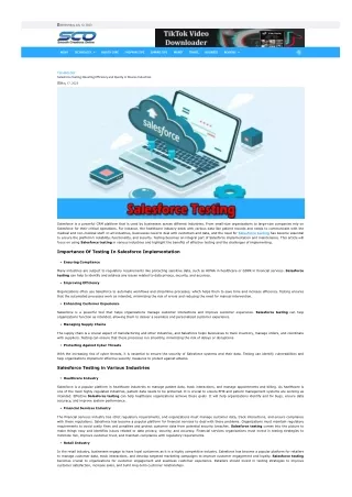 Salesforce Testing Boosting Efficiency and Quality in Diverse Industries