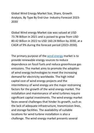 Global Wind Energy Market Size