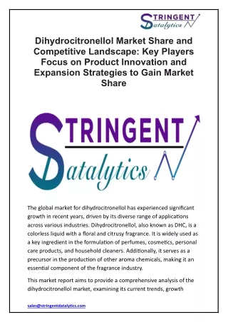 Dihydrocitronellol Market