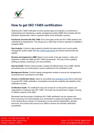 How to get ISO 13485 certification