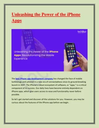 Unleashing the Power of the iPhone Apps