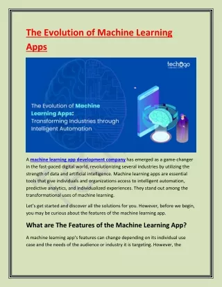 The Evolution of Machine Learning Apps