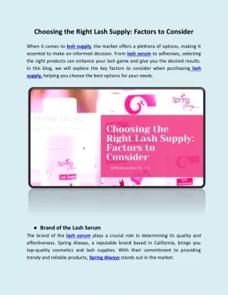 Choosing the Right Lash Supply: Factors to Consider