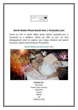 North Wales Photo Booth Hire  Partycliks
