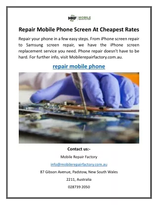 Repair Mobile Phone Screen At Cheapest Rates