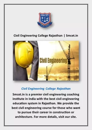 Civil Engineering College Rajasthan | Smcet.in