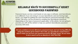 The Best Ever Solution for Reset QuickBooks Password Issue