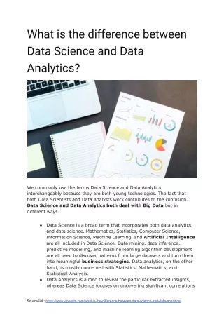 What is the difference between Data Science and Data Analytics