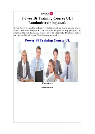 Power Bi Training Course Uk  Londonittraining.co.uk