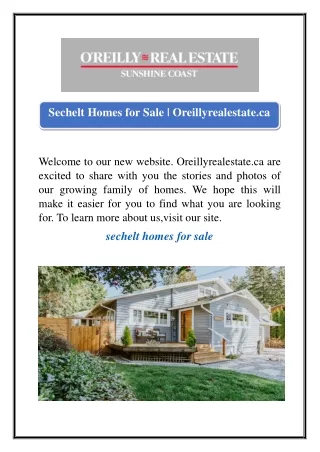 Sechelt Homes for Sale | Oreillyrealestate.ca