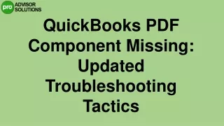 A Quick Way To Fix QuickBooks PDF component is missing