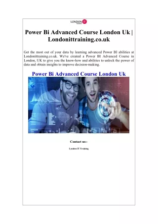 Power Bi Advanced Course London Uk Londonittraining.co.uk