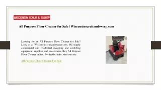 All Purpose Floor Cleaner for Sale  Wisconsinscrubandsweep.com