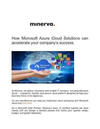 How Microsoft Azure Cloud Solutions can accelerate your company’s success - Minerva