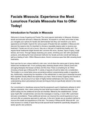 Facials Missoula - Experience the Most Luxurious Facials Missoula Has to Offer Today!