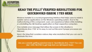 A complete guide about QuickBooks Error 1723