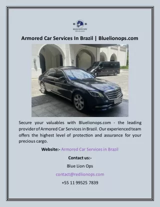 Armored Car Services In Brazil  Bluelionops