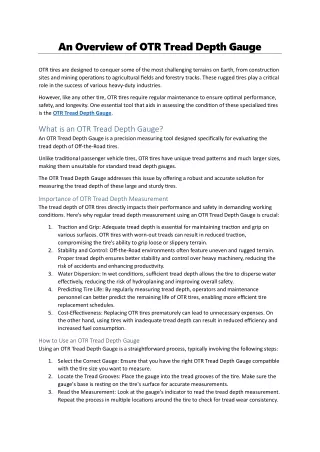 An Overview of OTR Tread Depth Gauge