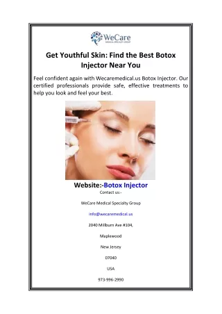 Get Youthful Skin  Find the Best Botox Injector Near You