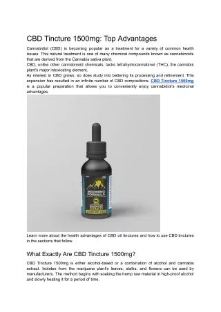 CBD Tincture 1500mg_ Top Advantages