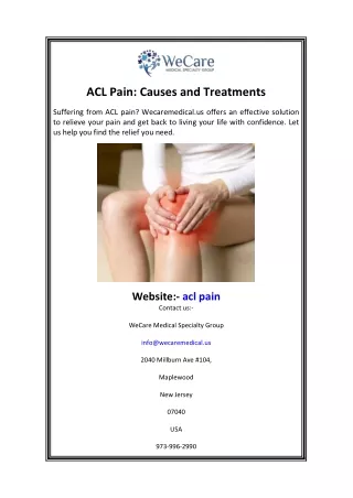 ACL Pain Causes and Treatments