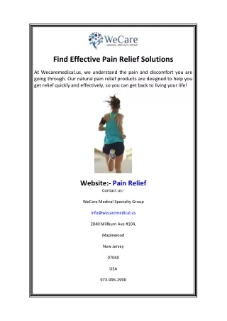 Find Effective Pain Relief Solutions