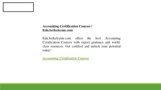 Accounting Certification Courses  Edu.berkeleyme.com