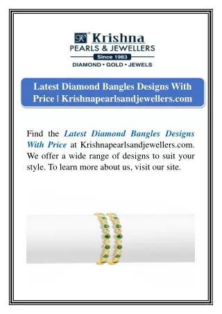Latest Diamond Bangles Designs With Price | Krishnapearlsandjewellers.com
