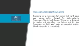 Transparent Vitamin Lash Serum Online | Mylamination.ie