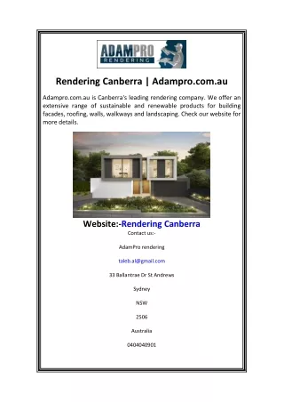 Rendering Canberra  Adampro.com.au