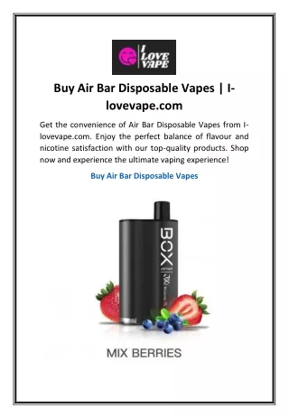 Buy Air Bar Disposable Vapes | I-lovevape.com